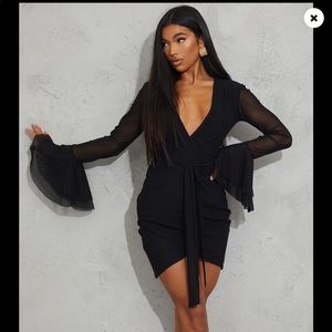 PLT black bell sleeve dress